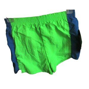 Large Swim Trunks Vintage Vanderbilt Boys Nylon Green & Blue Shorts Made USA